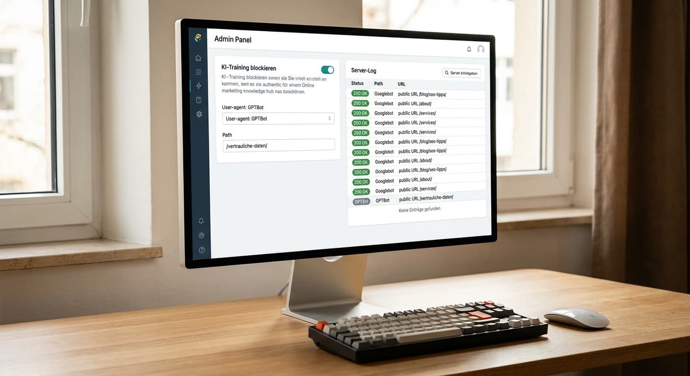 KI-Crawler steuern: Training blocken, Suche zulassen – und im Server-Log messen
